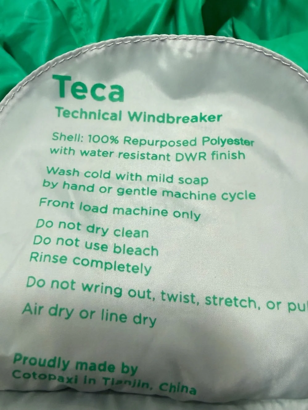 Cotopaxi Teca Windbreaker Packable lightweight Jacket White Green Blue XXL